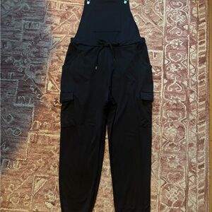 Black Jumpsuit with High-Waisted Design and Tapered Legs